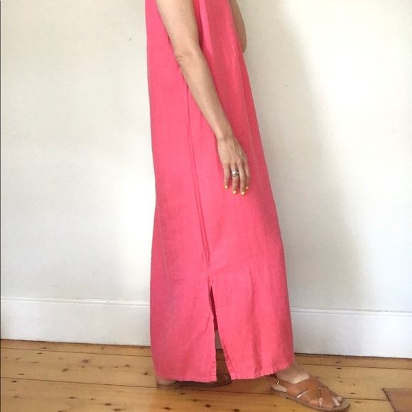 Watermelon pink linen dress - Picture 4 of 14
